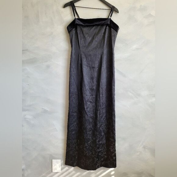 Rampage and Silver Shimmer Velour Bust Trim Maxi Formal Empire Dress Size 11 - Picture 1 of 12